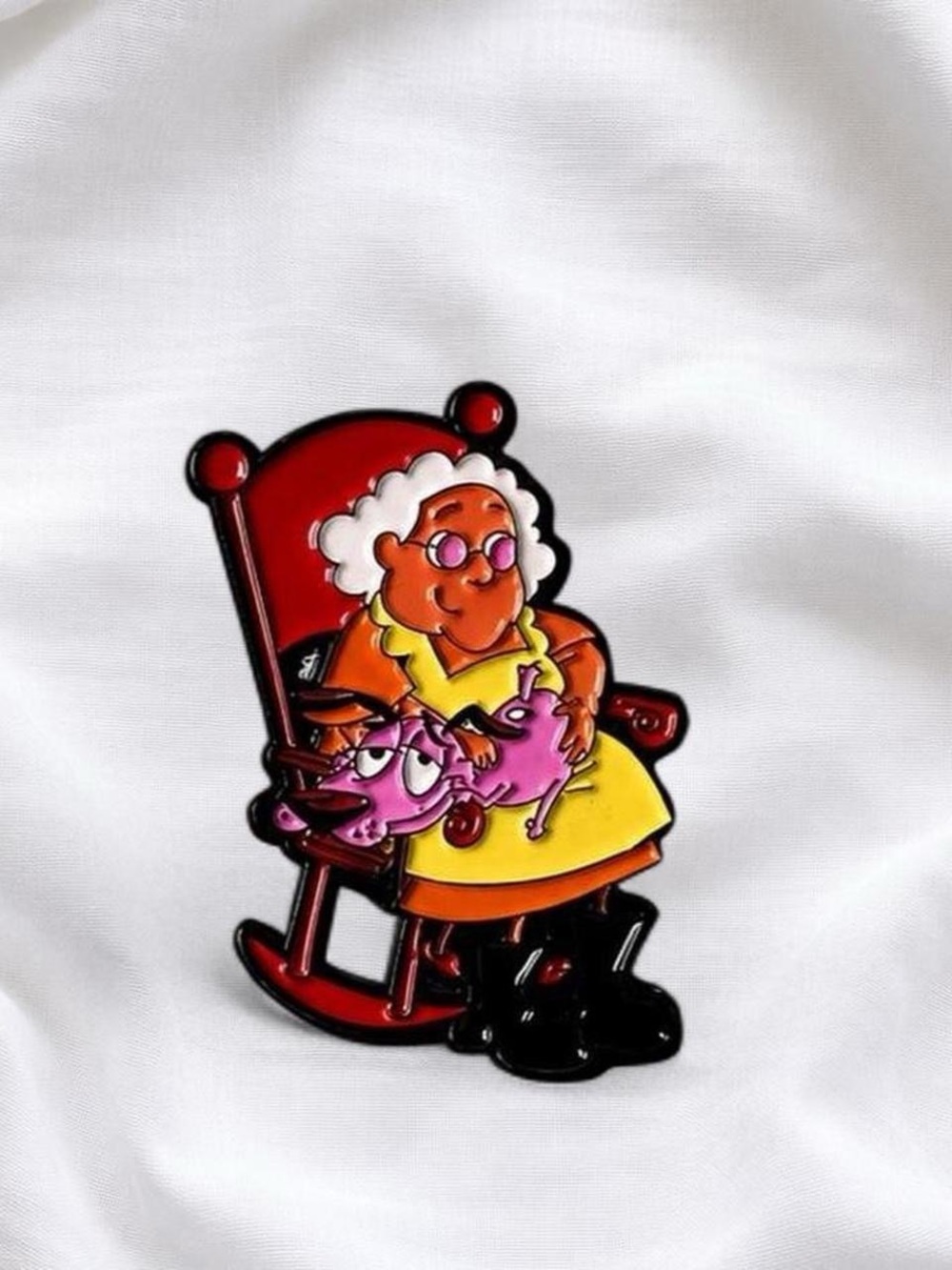 Courage the cowardly dog enamel pin